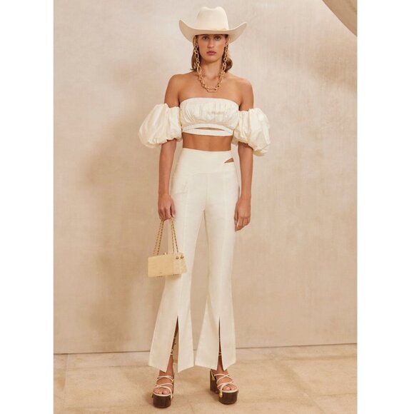 BNWT Cult Gaia Flared Black Boot-Cut Pants w/Slits, Size 6 - Picture 5 of 10